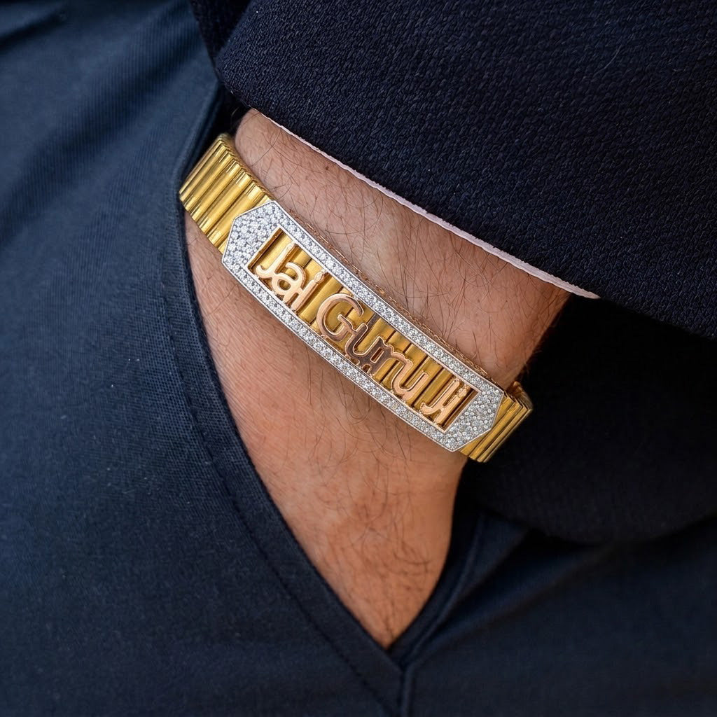 Divine "Jai Guru Ji" Sterling Silver Men's Bracelet