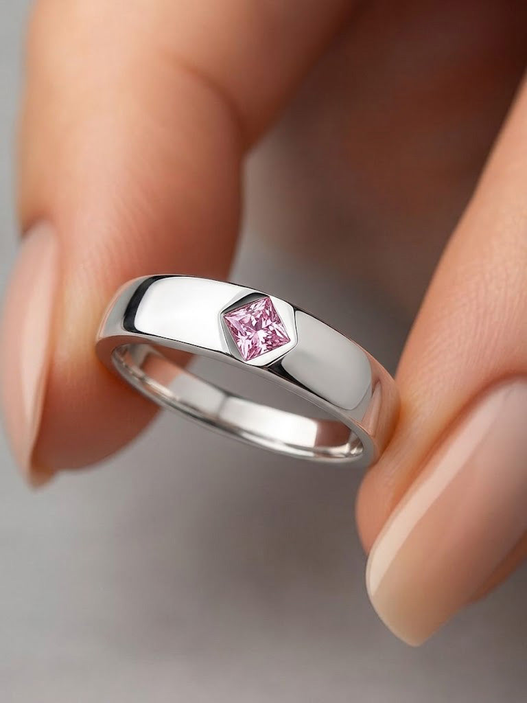 Princess-Cut Pink Gemstone Band