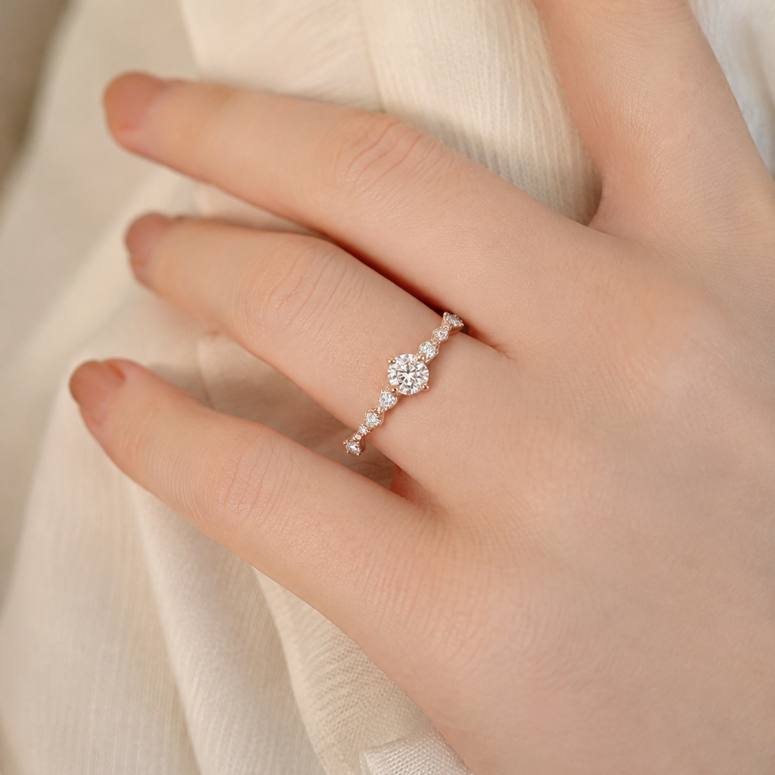 Delicate Marquise-Cluster Diamond Band Ring