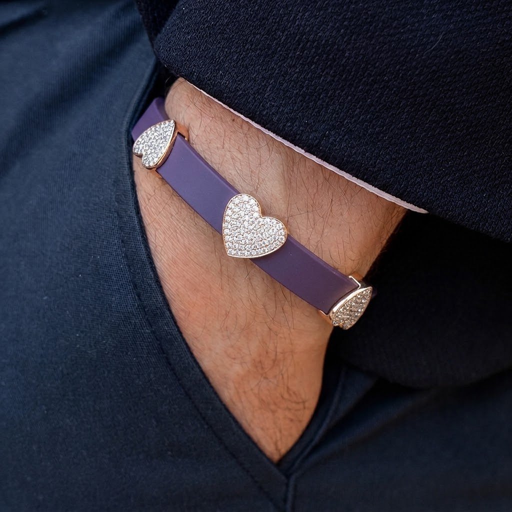 Radiant Heart-Motif Ceramic & Rose Gold Bracelet