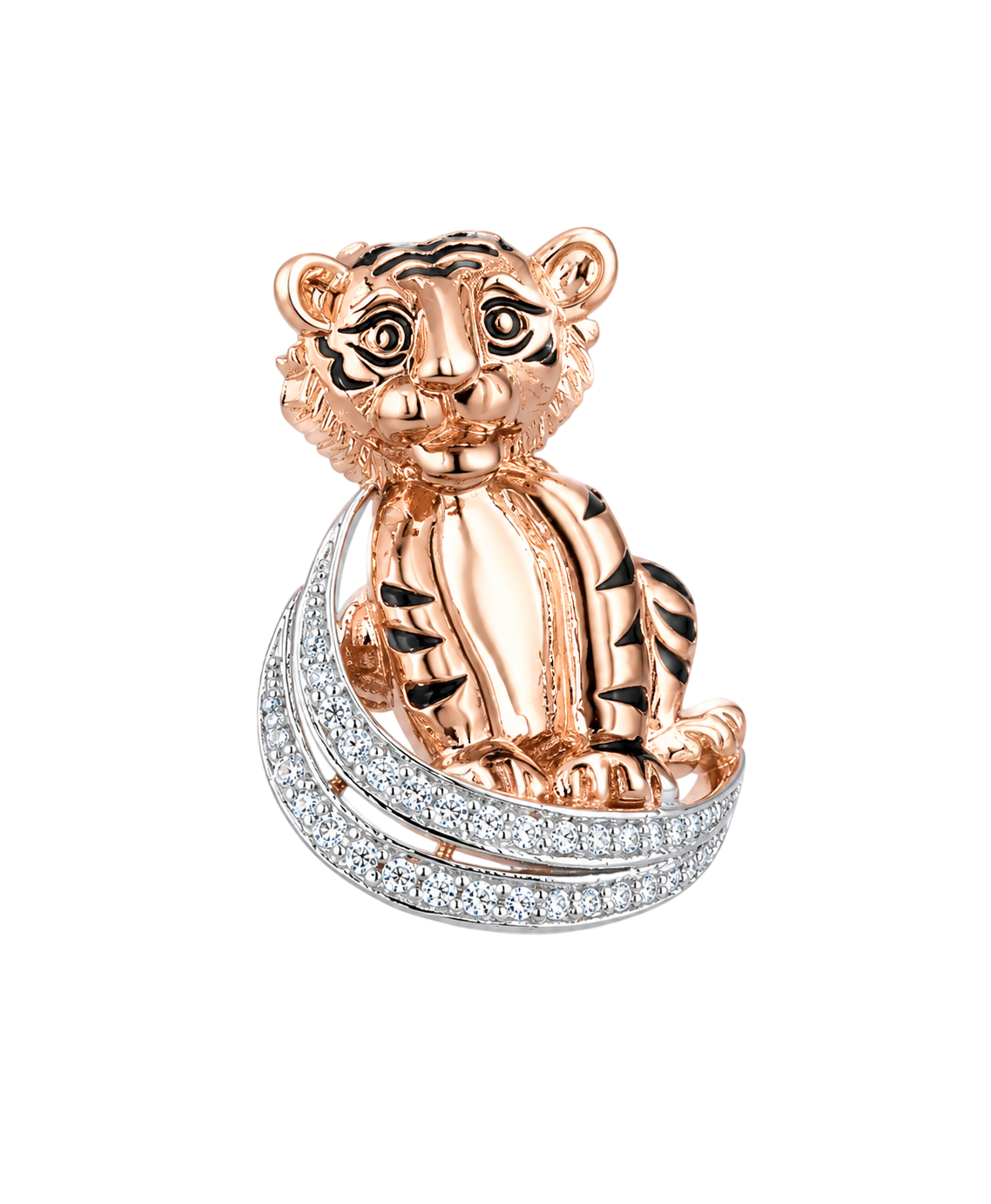 Whimsical Tiger Cub Crystal Brooch