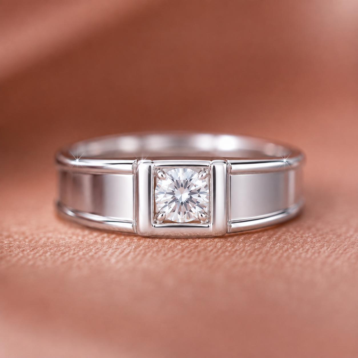Bold Architectural Channel-Set Gents Ring