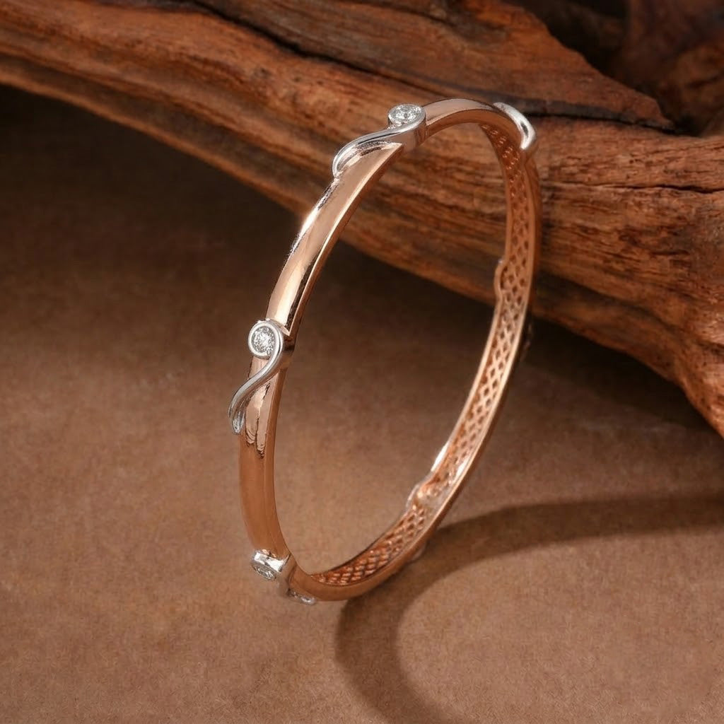 Elegant Fluid-Link Rose Gold Bangles