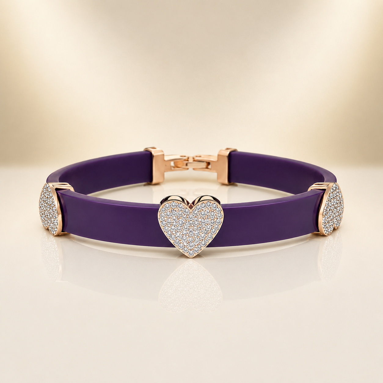 Radiant Heart-Motif Ceramic & Rose Gold Bracelet