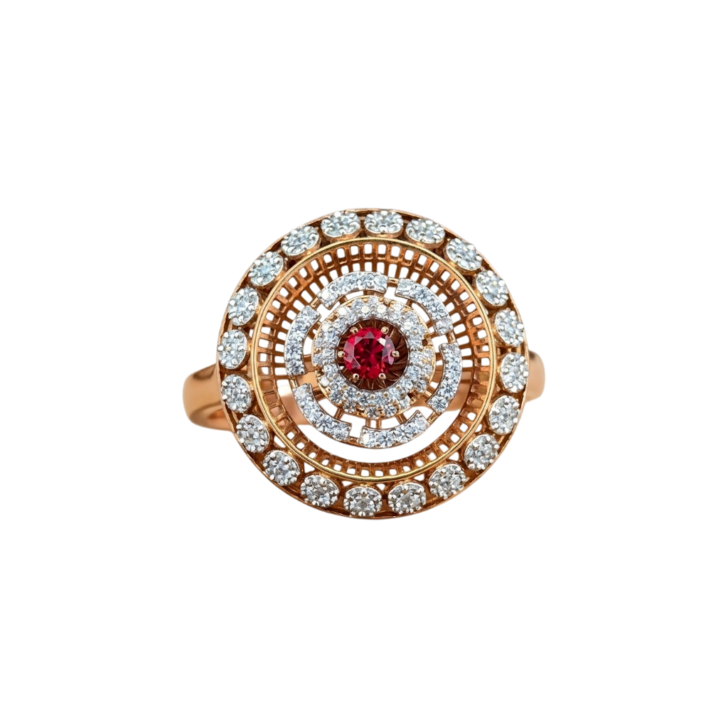 Celestial Ruby & Diamond Concentric Statement Ring