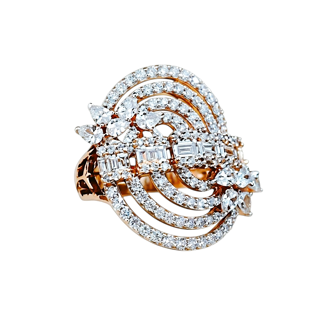 Radiant Swirl Diamond Statement Ring