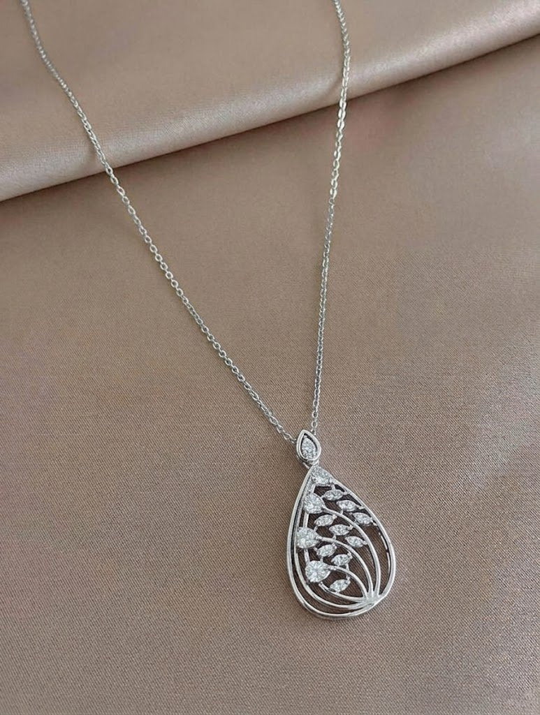 Enchanted Filigree Tear-Drop Pendant Necklace