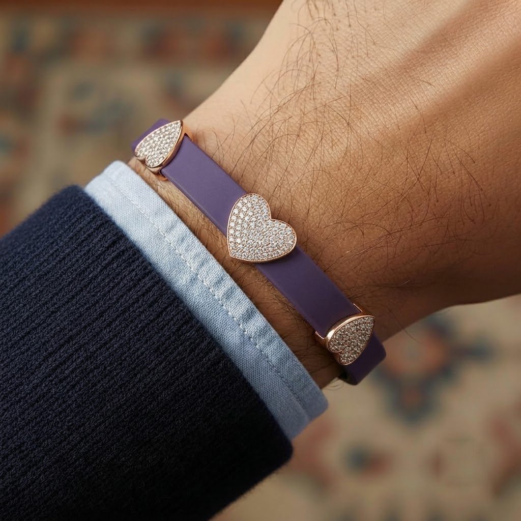 Radiant Heart-Motif Ceramic & Rose Gold Bracelet