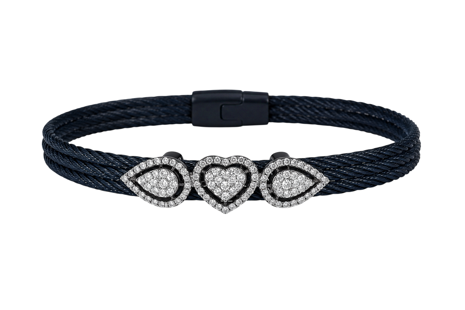 Elegant Teardrop and Heart Stone-Studded Bracelet