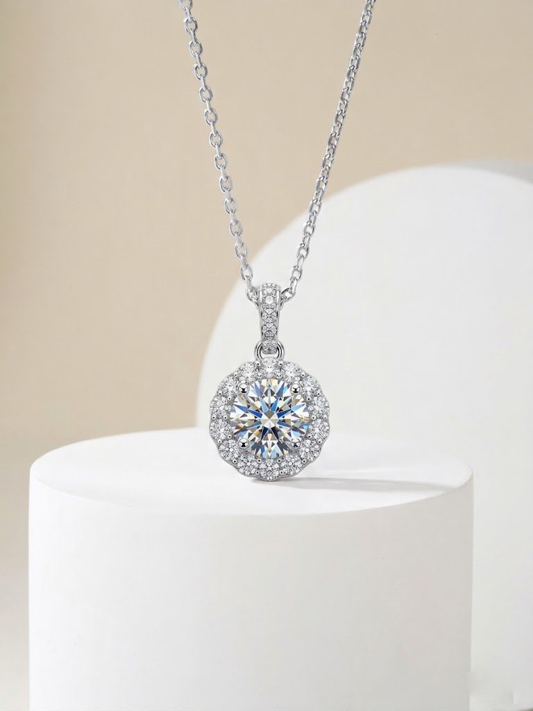 Radiant Scalloped Halo Pendant