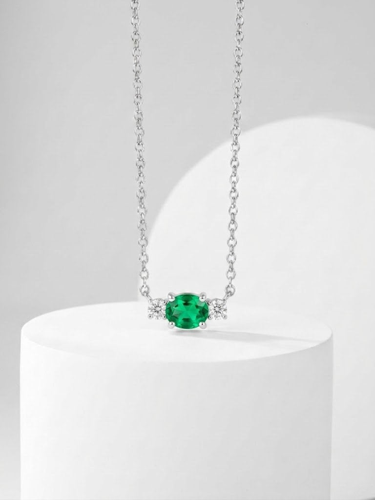 Classic Oval Emerald Solitaire Pendant