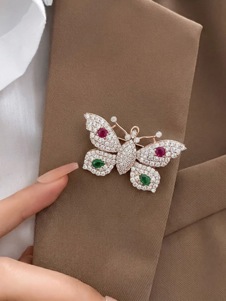 Enchanted Butterfly Gemstone Brooch
