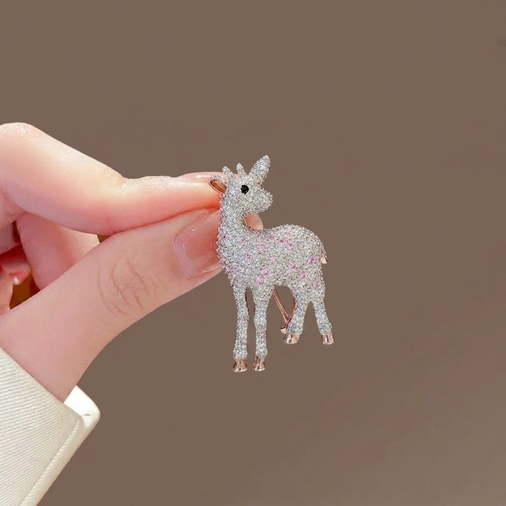 Whimsical Fawn Gemstone Brooch