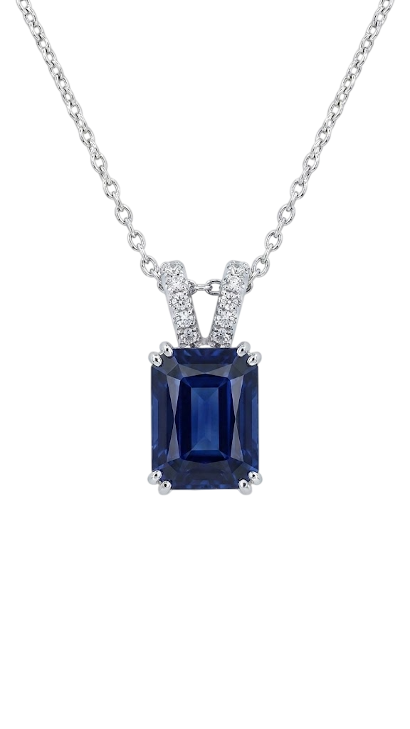 Royal Emerald-Cut Sapphire Statement Pendant