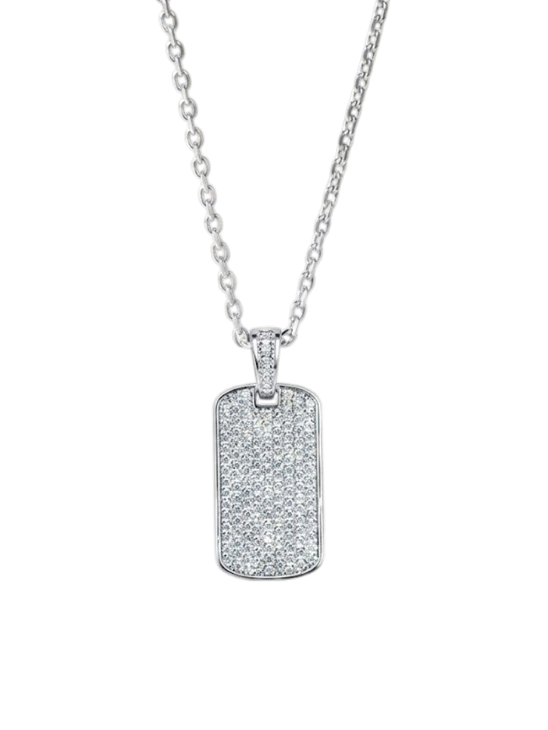 Full Pavé Dog Tag Statement Pendant