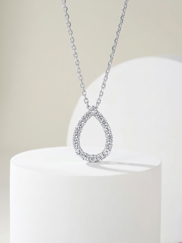 Minimalist Pavé Teardrop Pendant