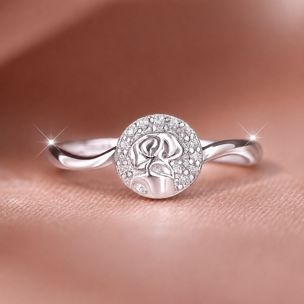 Ethereal Rose Blossom Silver Ring