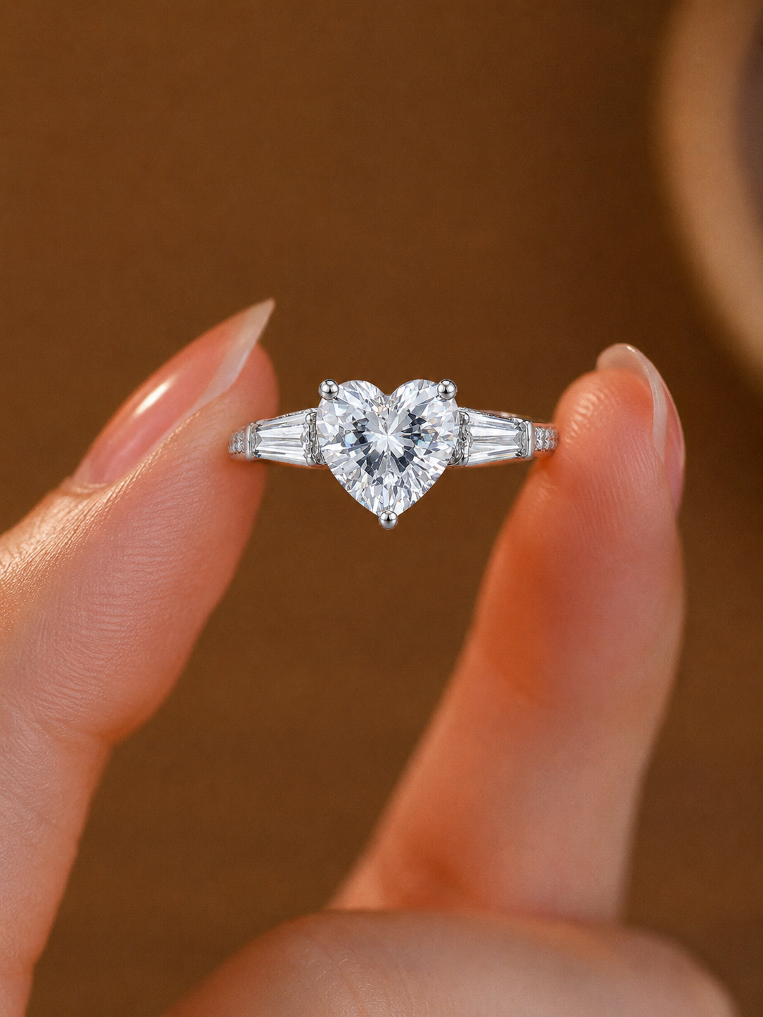 Romantic Heart-Cut Three-Stone Statement Ring