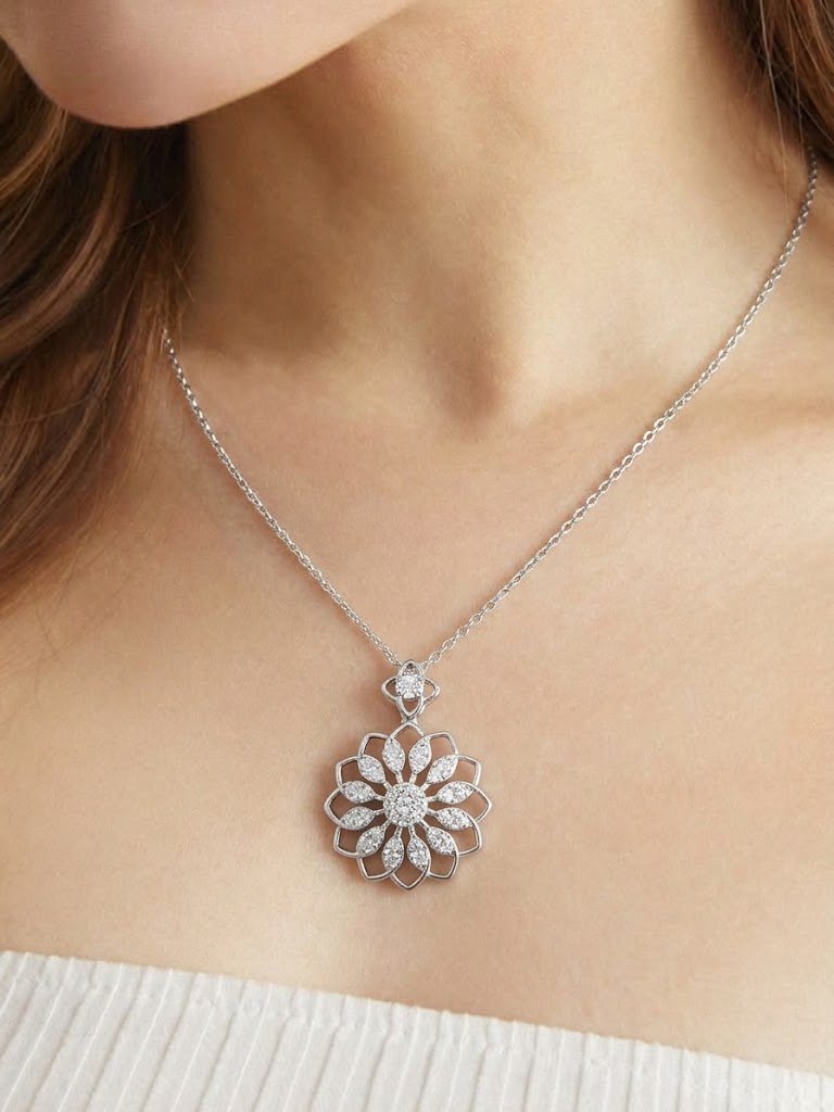 Majestic Blooming Sunflower Medallion Necklace