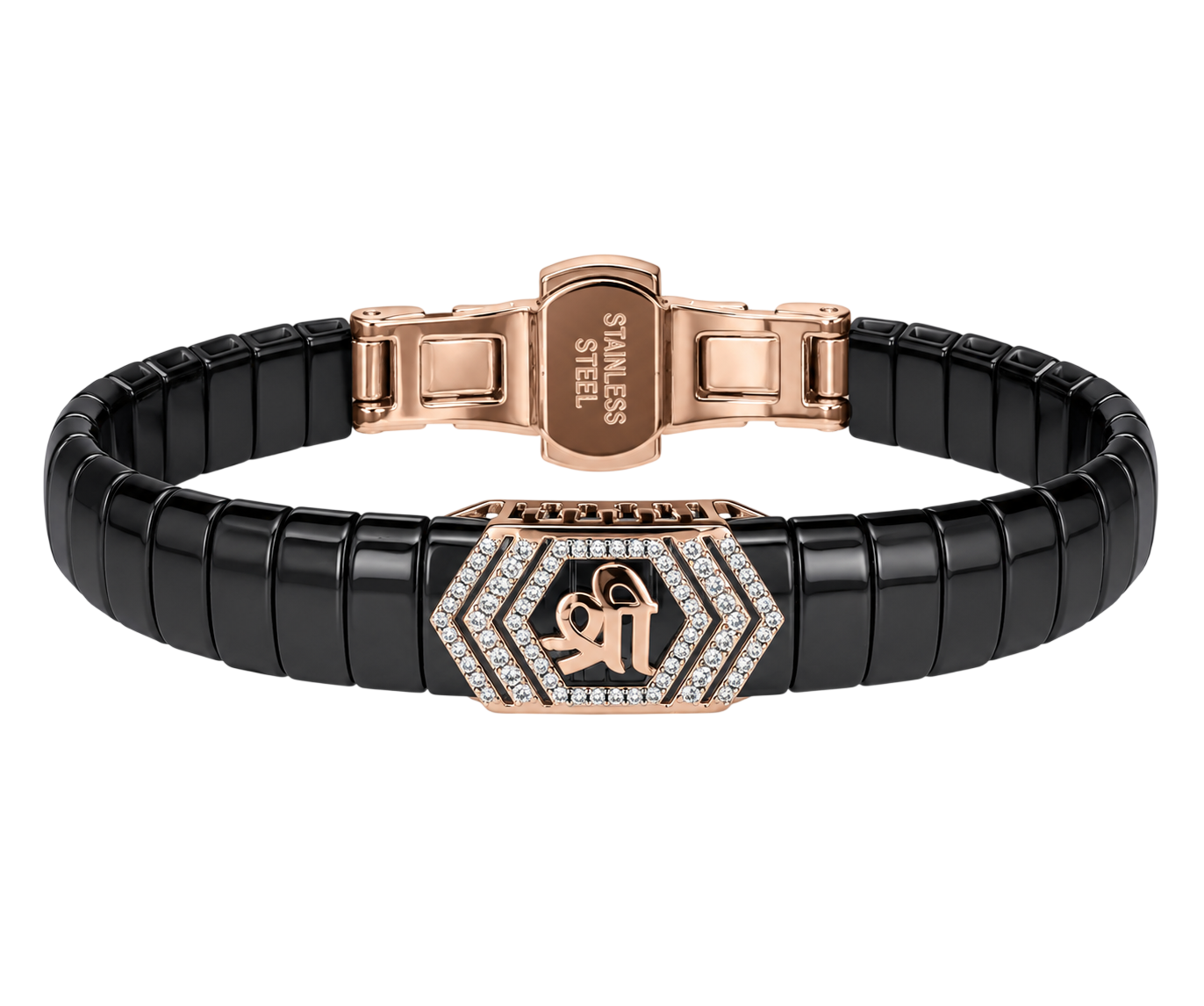Modern "Shree" Ceramic & Rose Gold Statement Bracelet