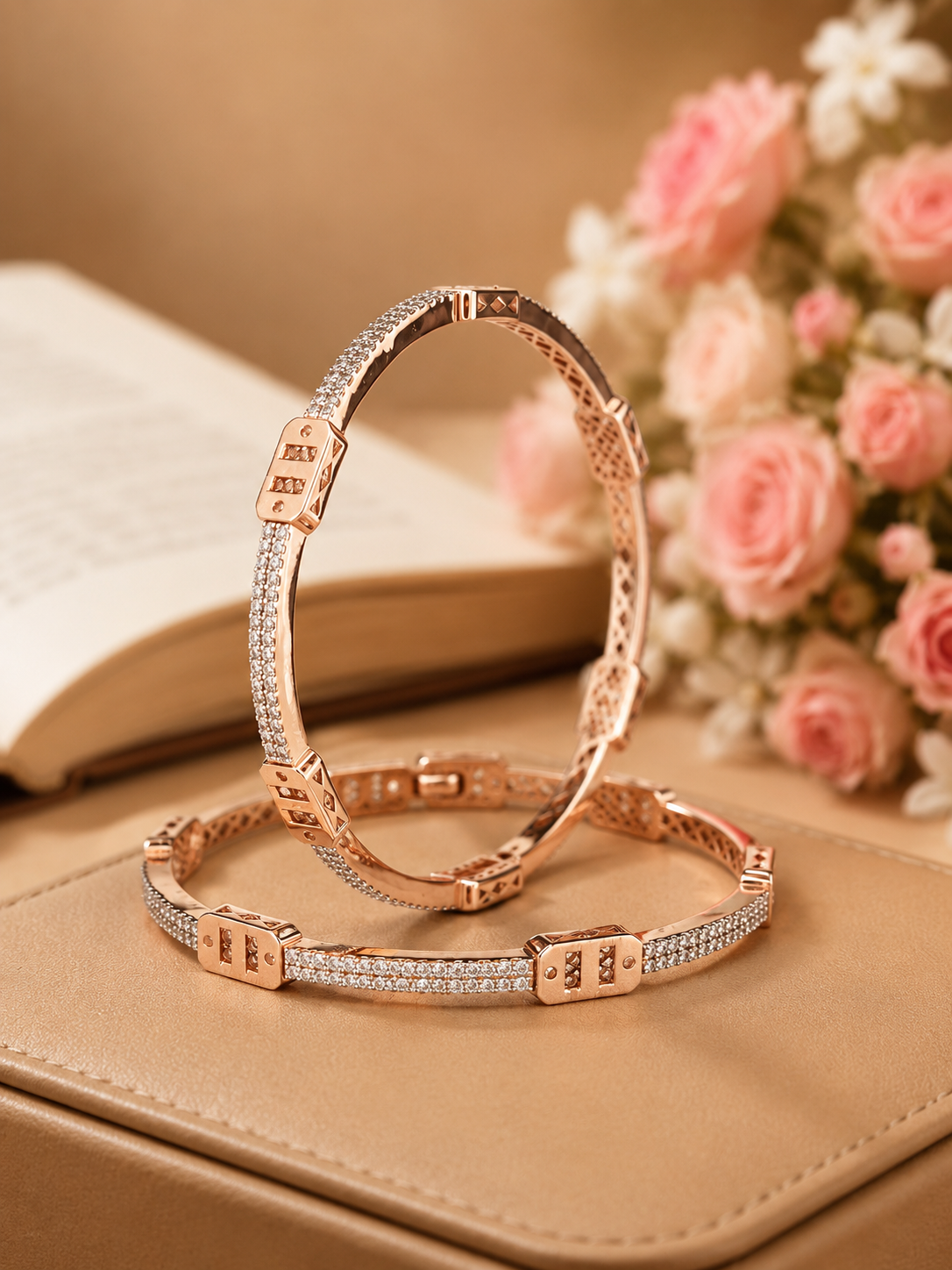 Modern Pavé-Encrusted Structural Bangles