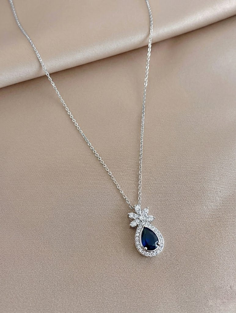 Regal Pear-Shaped Sapphire and Diamond Pendant