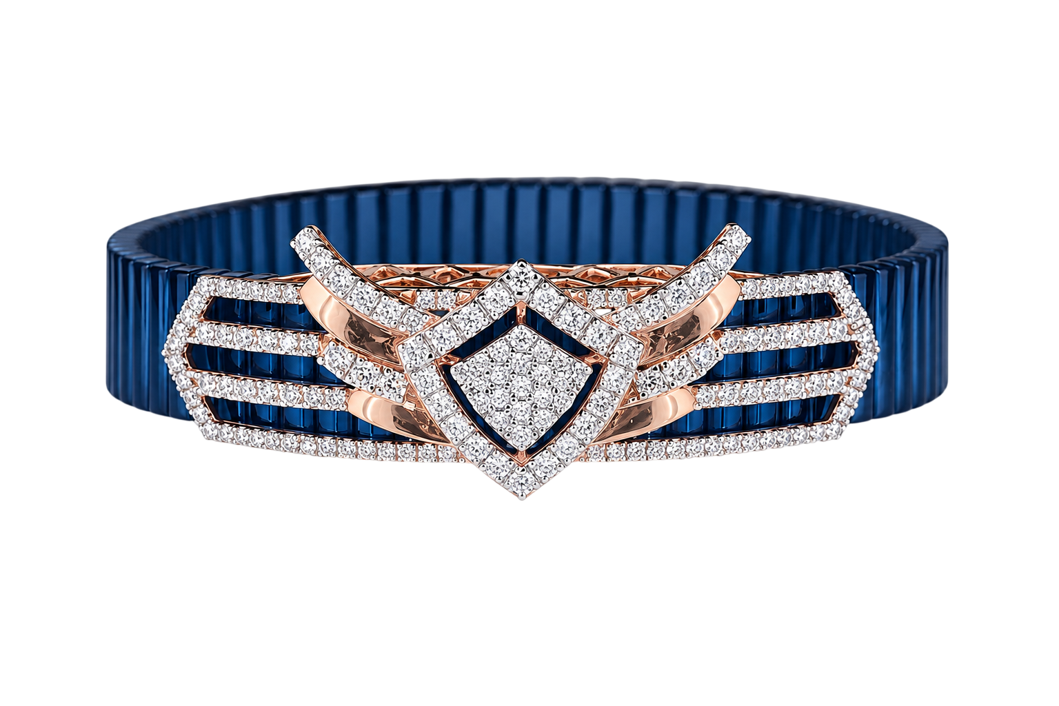 Regal Shield Ceramic & Rose Gold Statement Bracelet