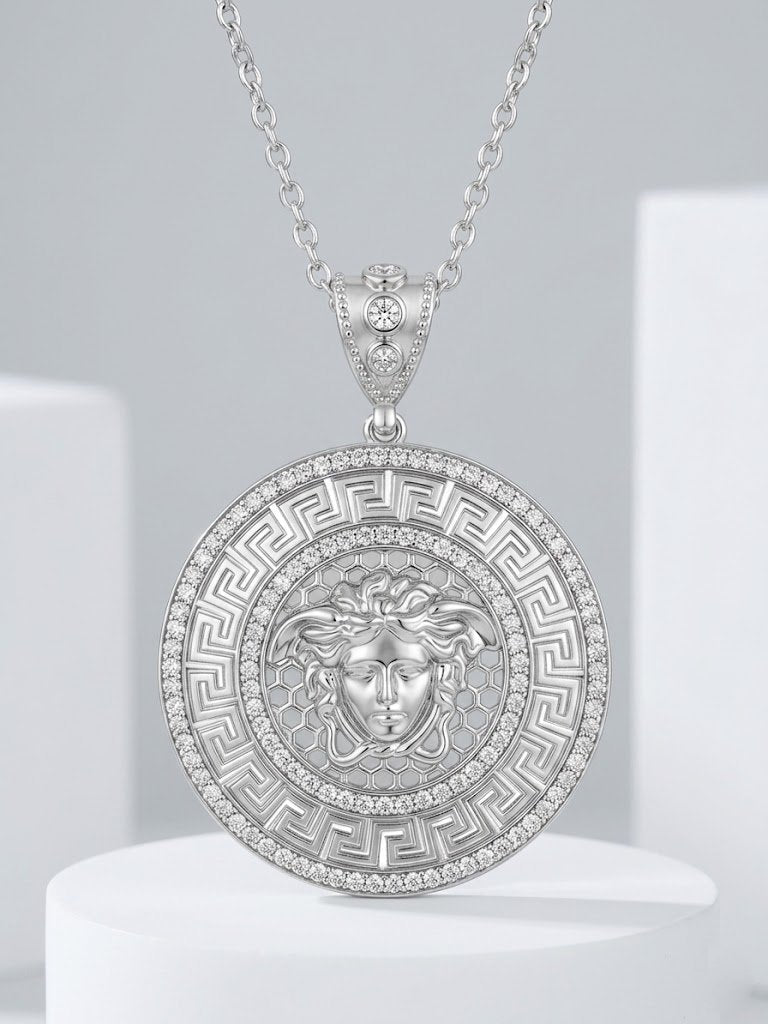 Medusa-Inspired Iconic Greek Key Pendant