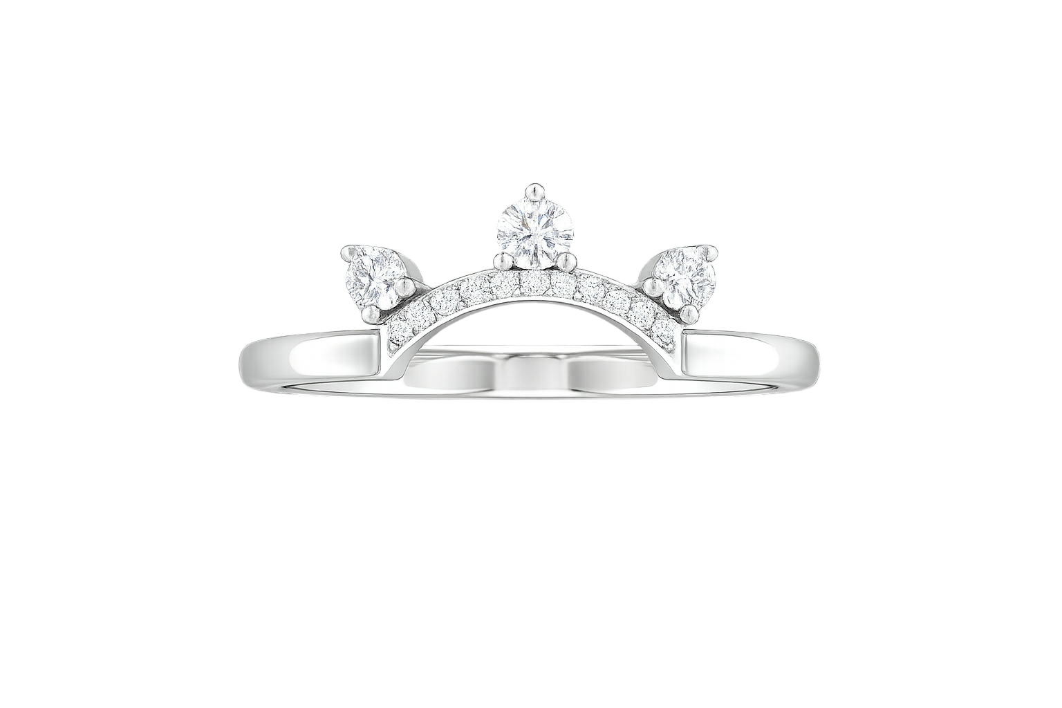 Regal Crown Three-Stone Silver Ring