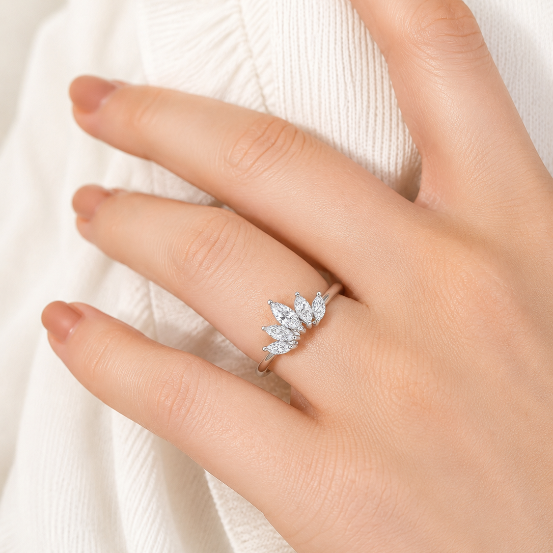Regal Marquise-Cut Tiara Ring