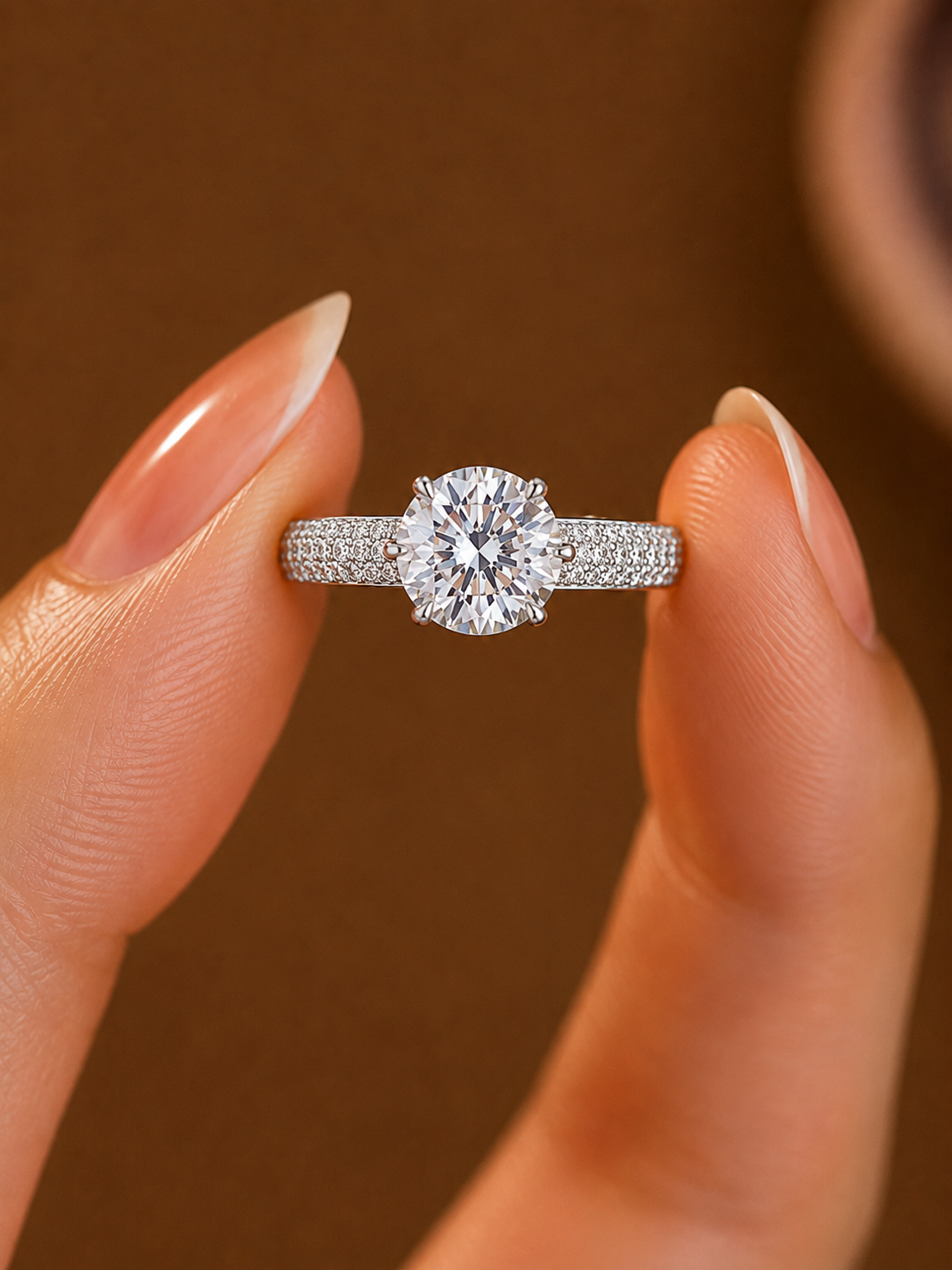Magnificent Multi-Row Pavé Grand Solitaire Ring