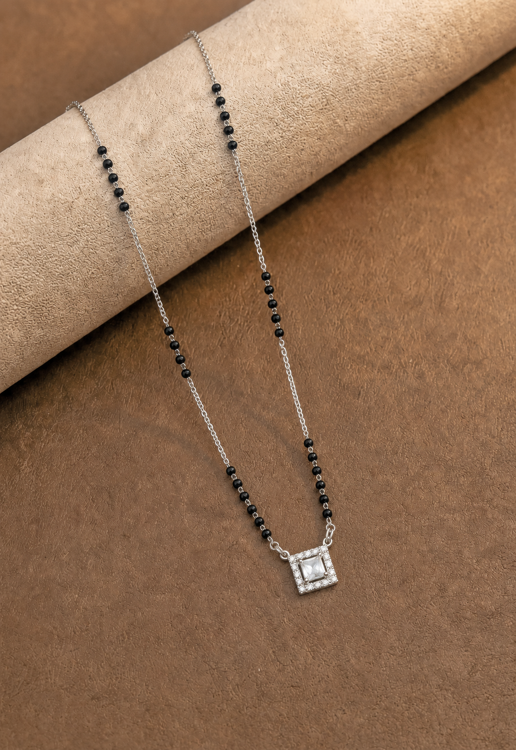 Elegant Square-Halo Solitaire Mangalsutra
