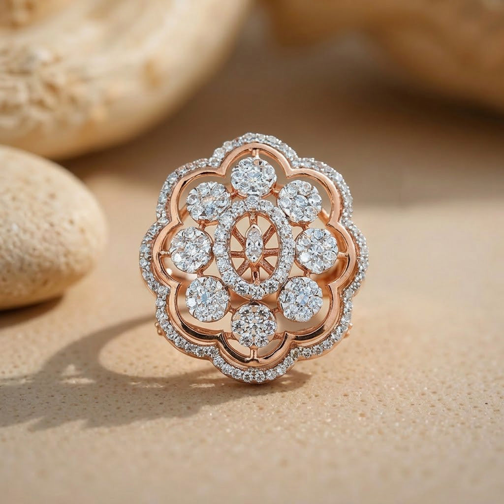Radiant Floral Cluster Diamond Statement Ring