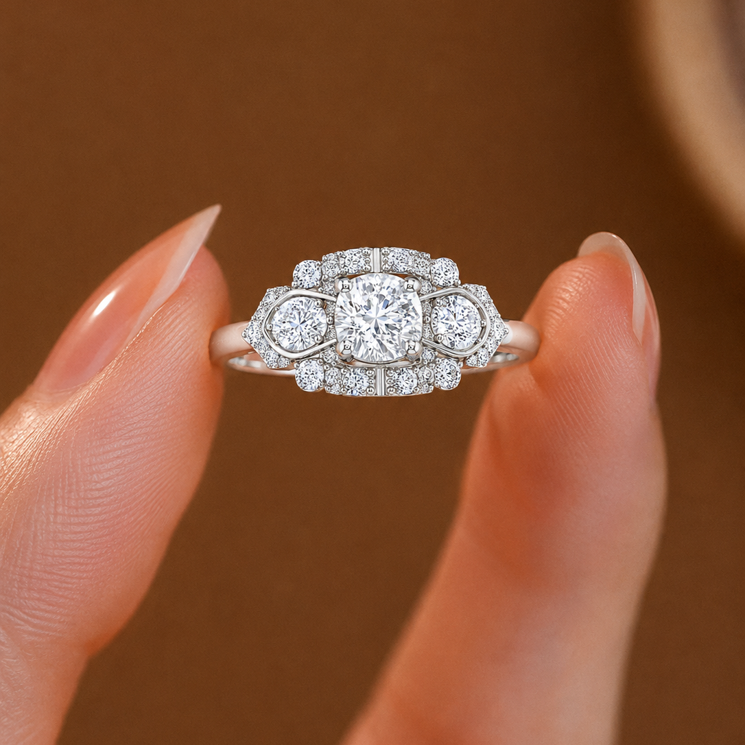 Vintage-Inspired Multi-Stone Cluster Statement Ring