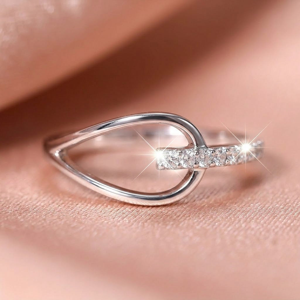 Minimalist Teardrop Pavé Ring