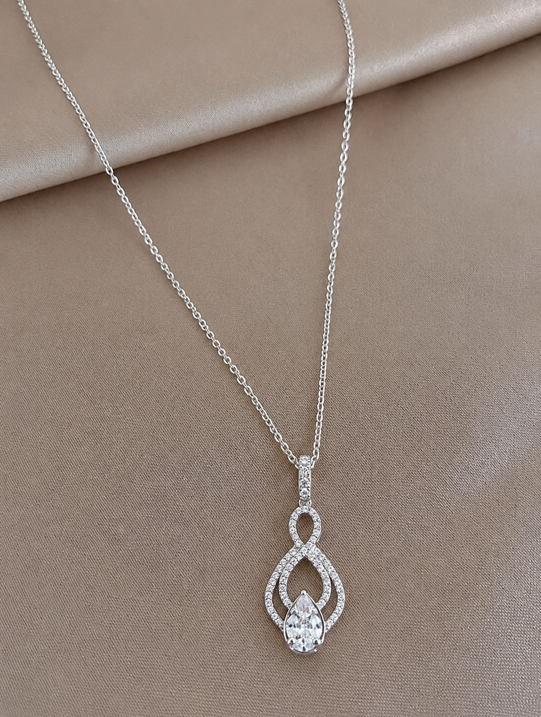 Infinity Pear-Drop Pavé Pendant