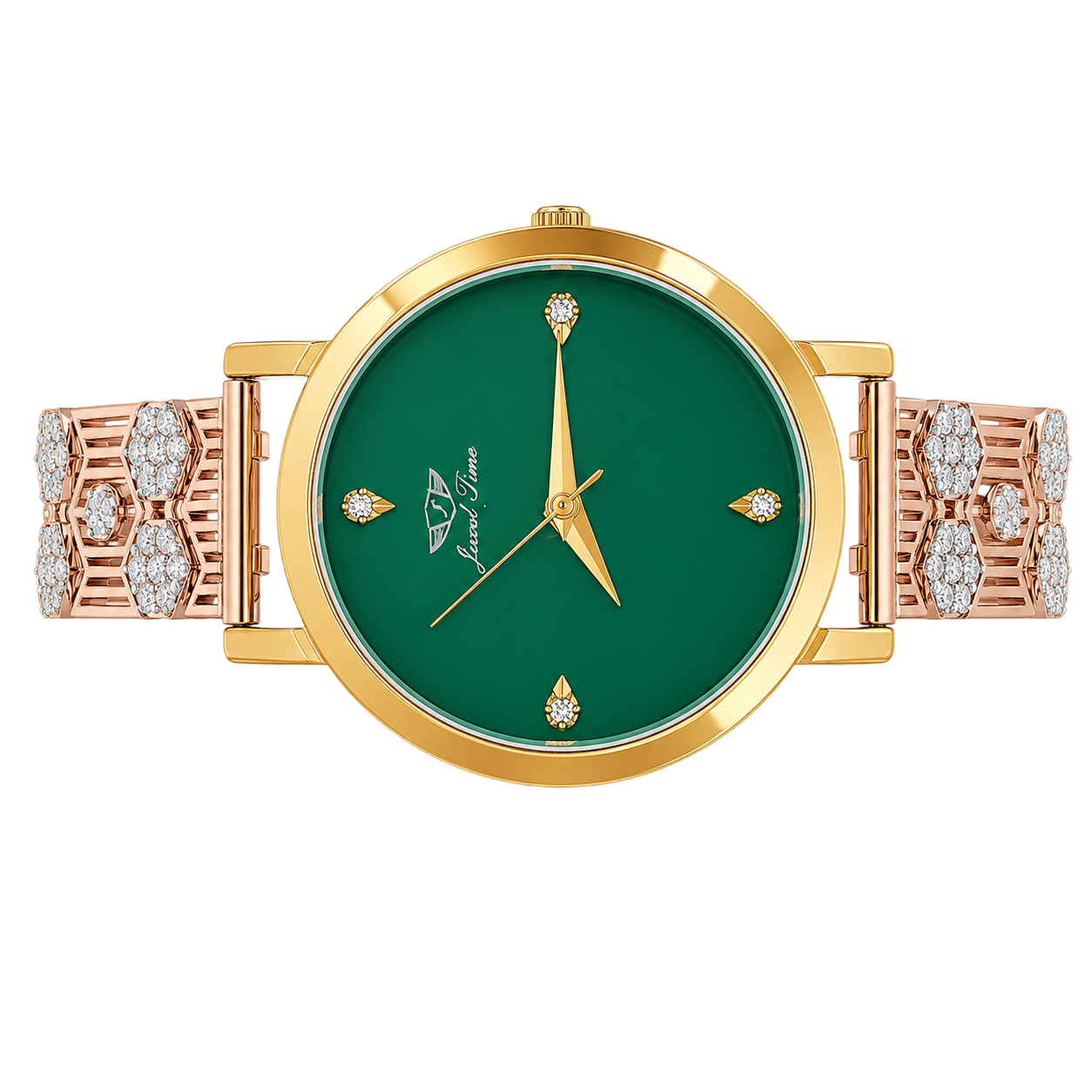 Emerald-Green Dial Minimalist Crystal Ladies Wristwatch