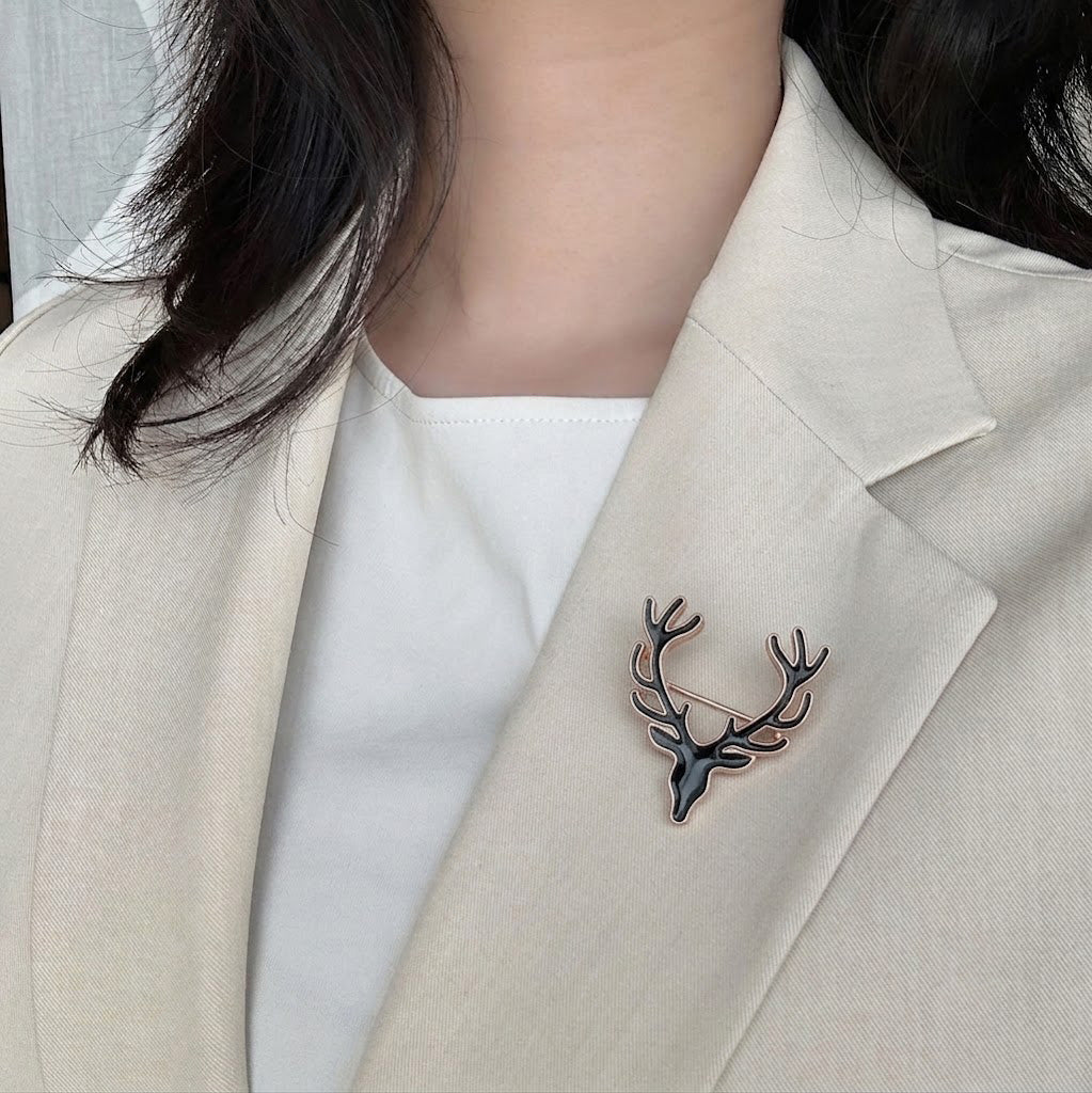 Elegant Stag Antler Minimalist Brooch