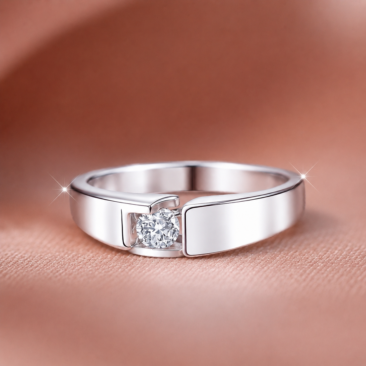 Contemporary Tension-Set Solitaire Ladies Band