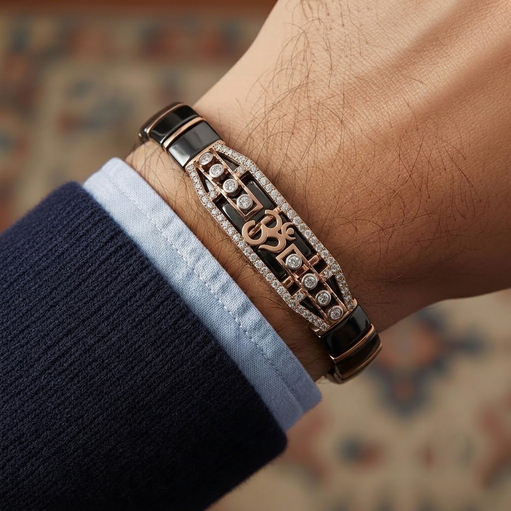 Spiritual Om Ceramic & Gold Designer Bracelet