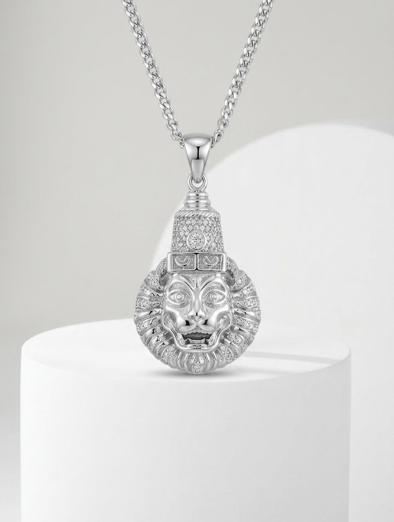 Regal Majestic Lion Head Pendant with Curb Chain