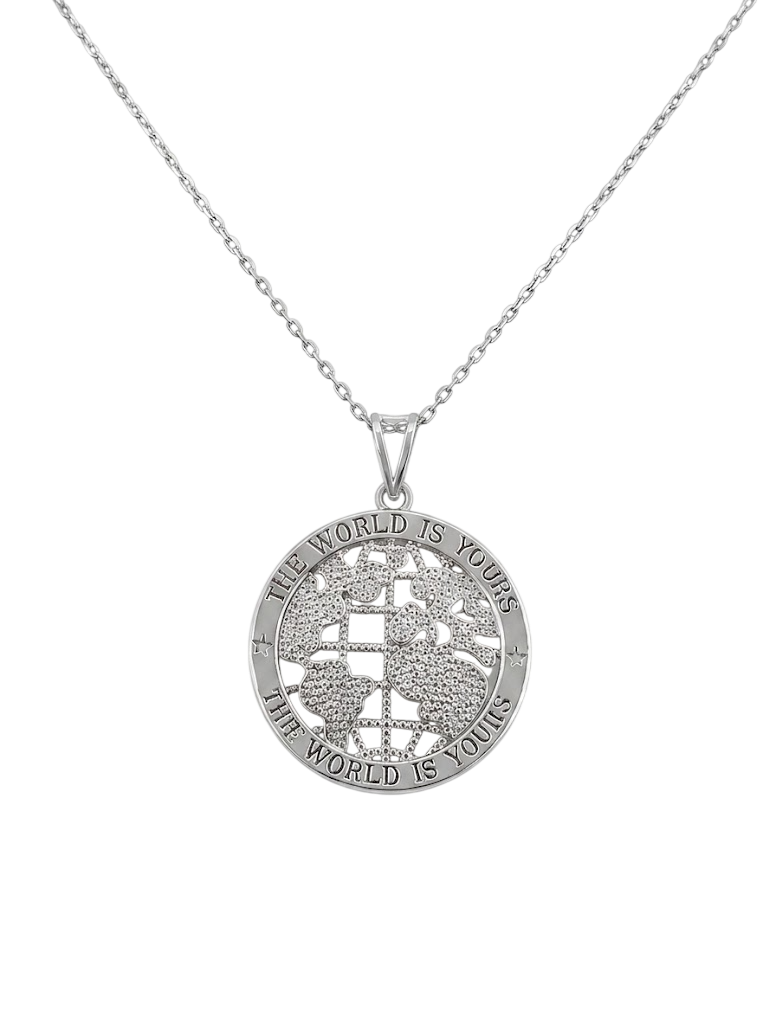 "The World Is Yours" Globe Medallion Necklace