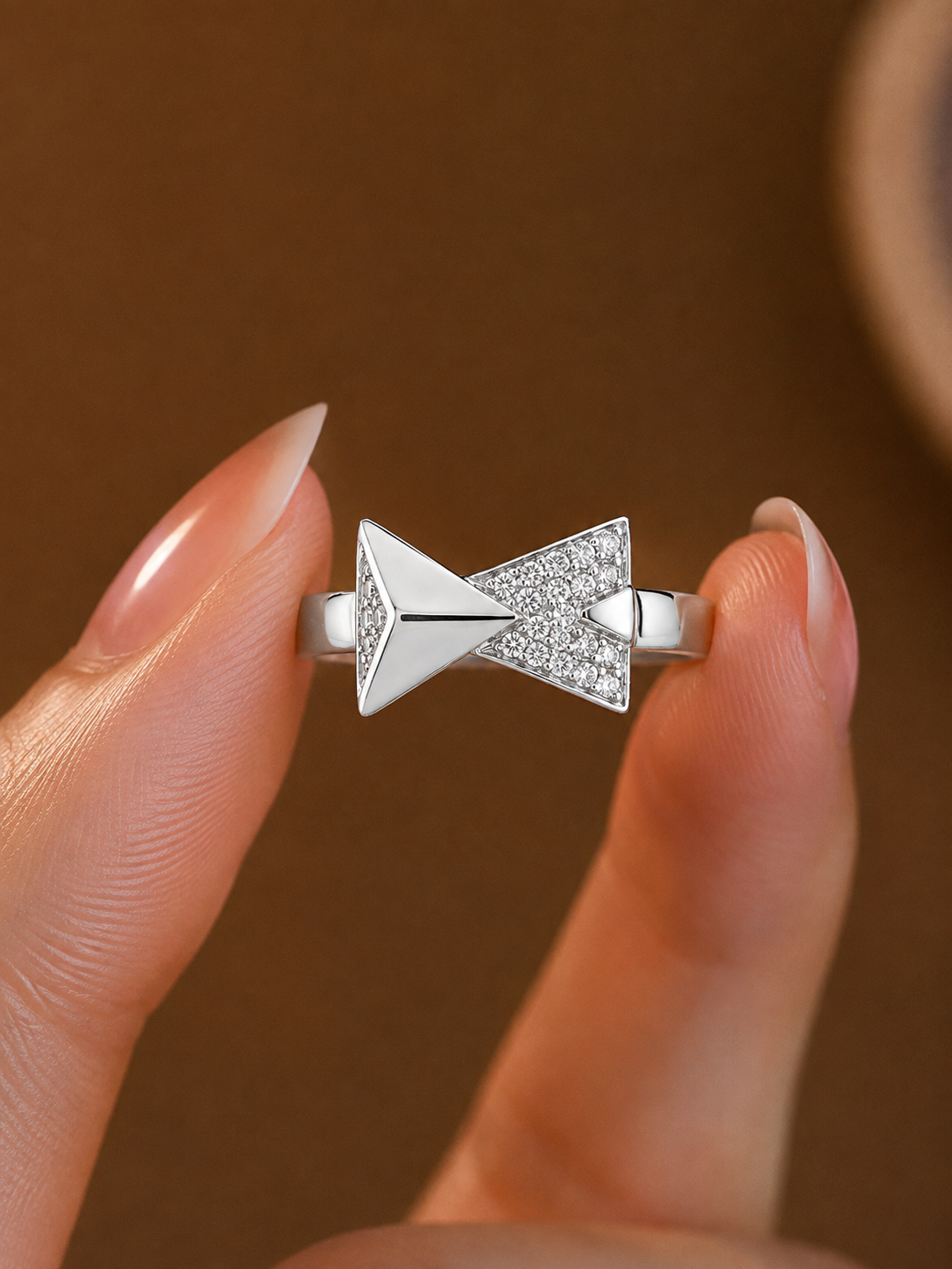 Geometric Triangle Pavé Designer Ladies Band