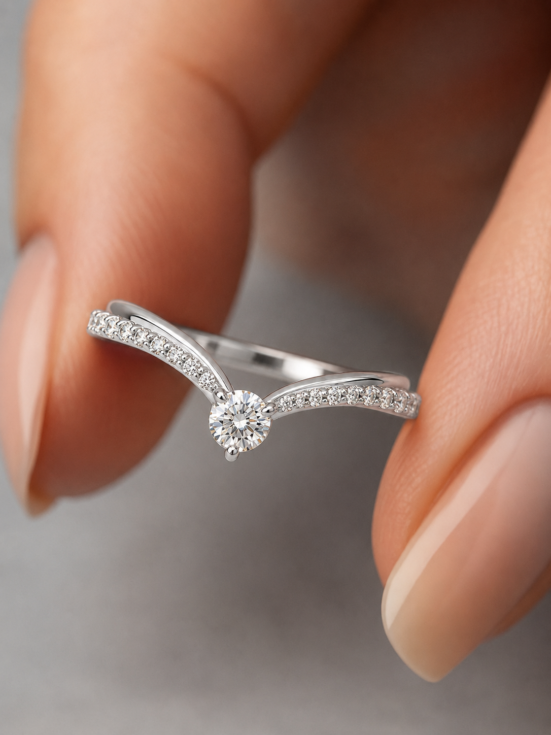 V-Shaped Solitaire-Accented Chevron Band