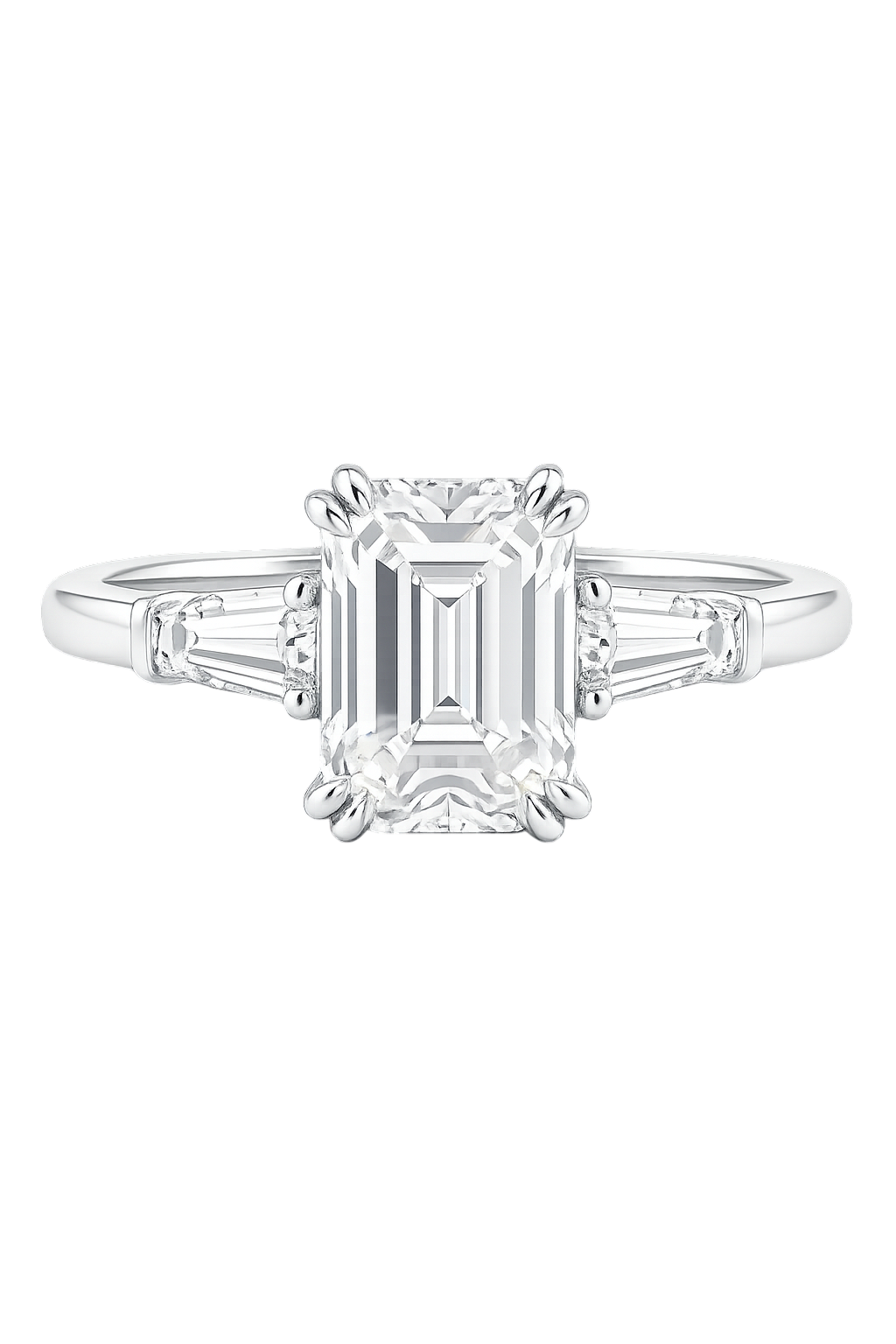 Vintage Emerald-Cut Three-Stone Ring with Tapered Baguettes