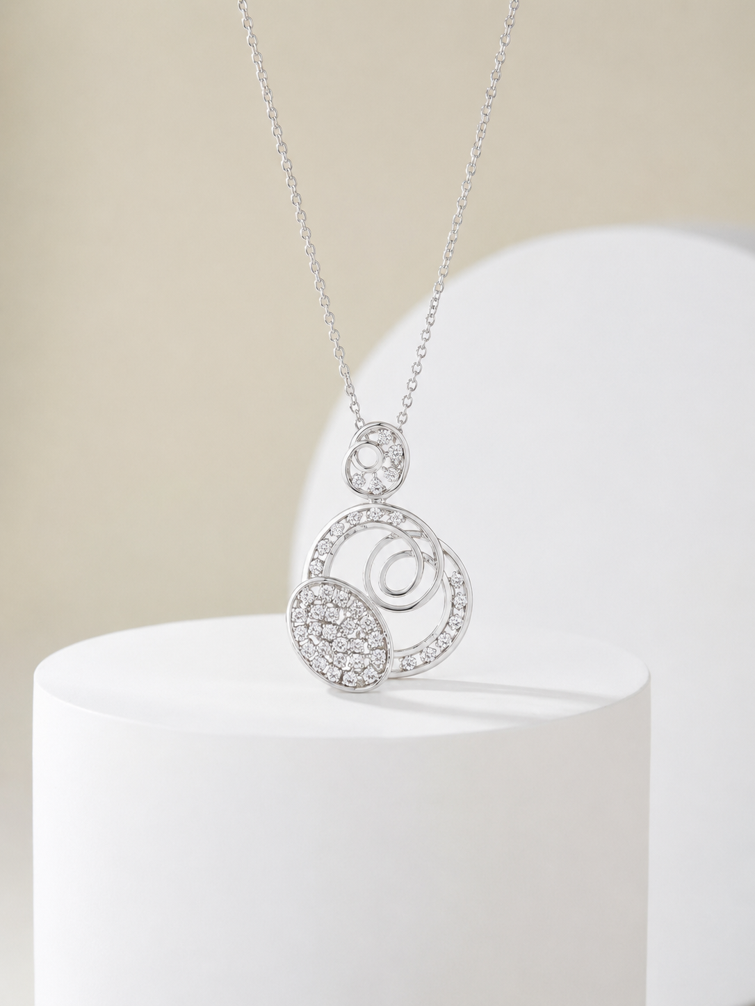 Abstract Swirl Pavé Statement Pendant