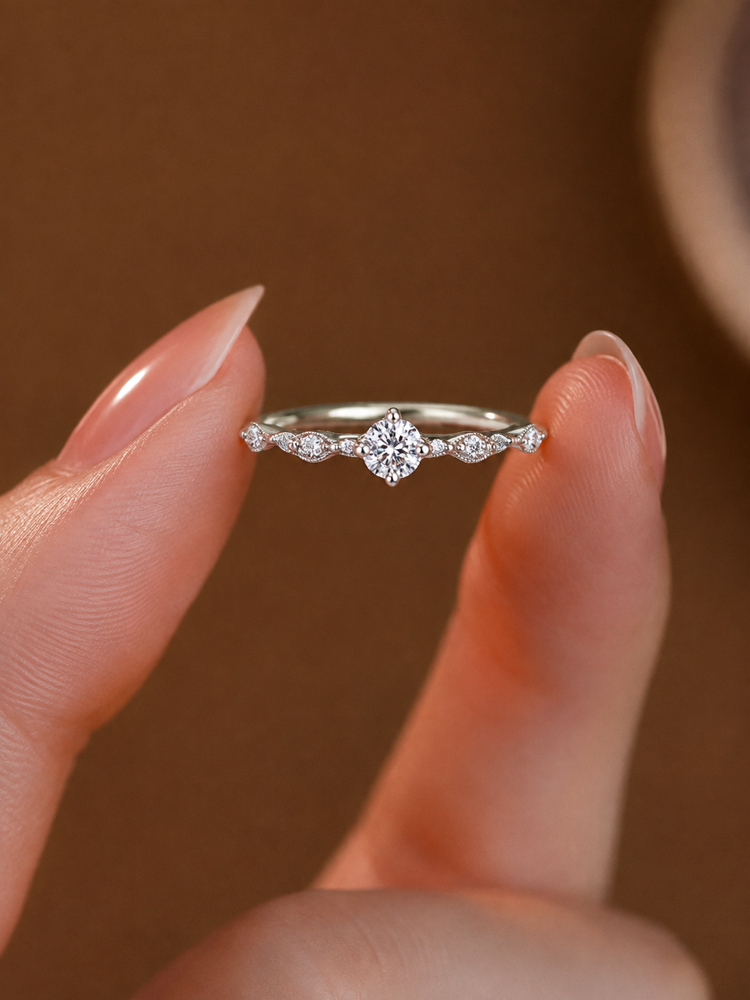 Delicate Marquise-Cluster Diamond Band Ring