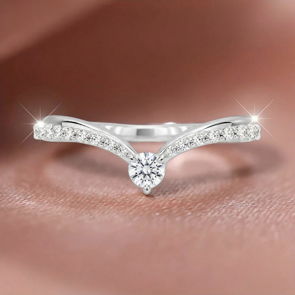 V-Shaped Solitaire-Accented Chevron Band
