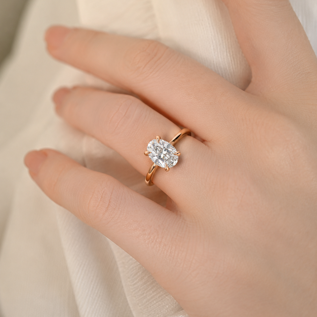 Classic Oval Solitaire Engagement Ring in Rose Gold