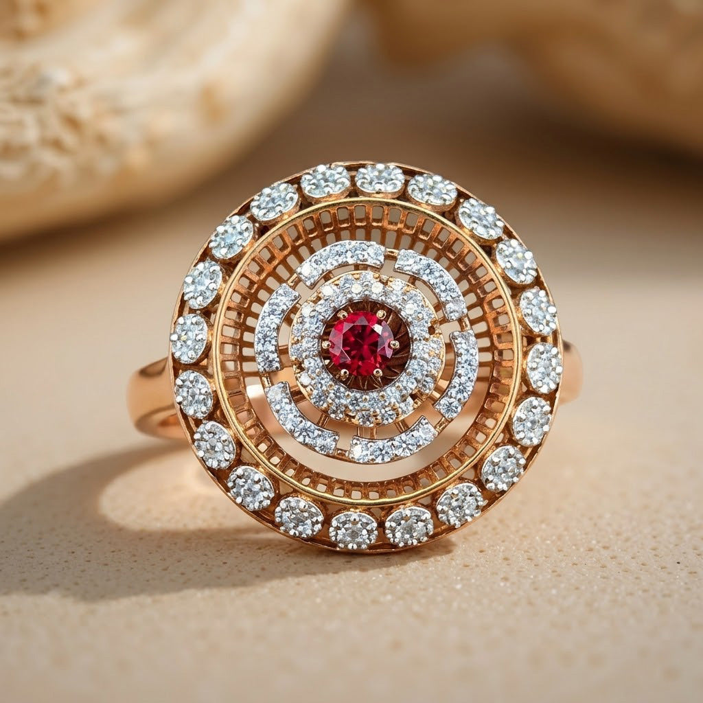 Celestial Ruby & Diamond Concentric Statement Ring